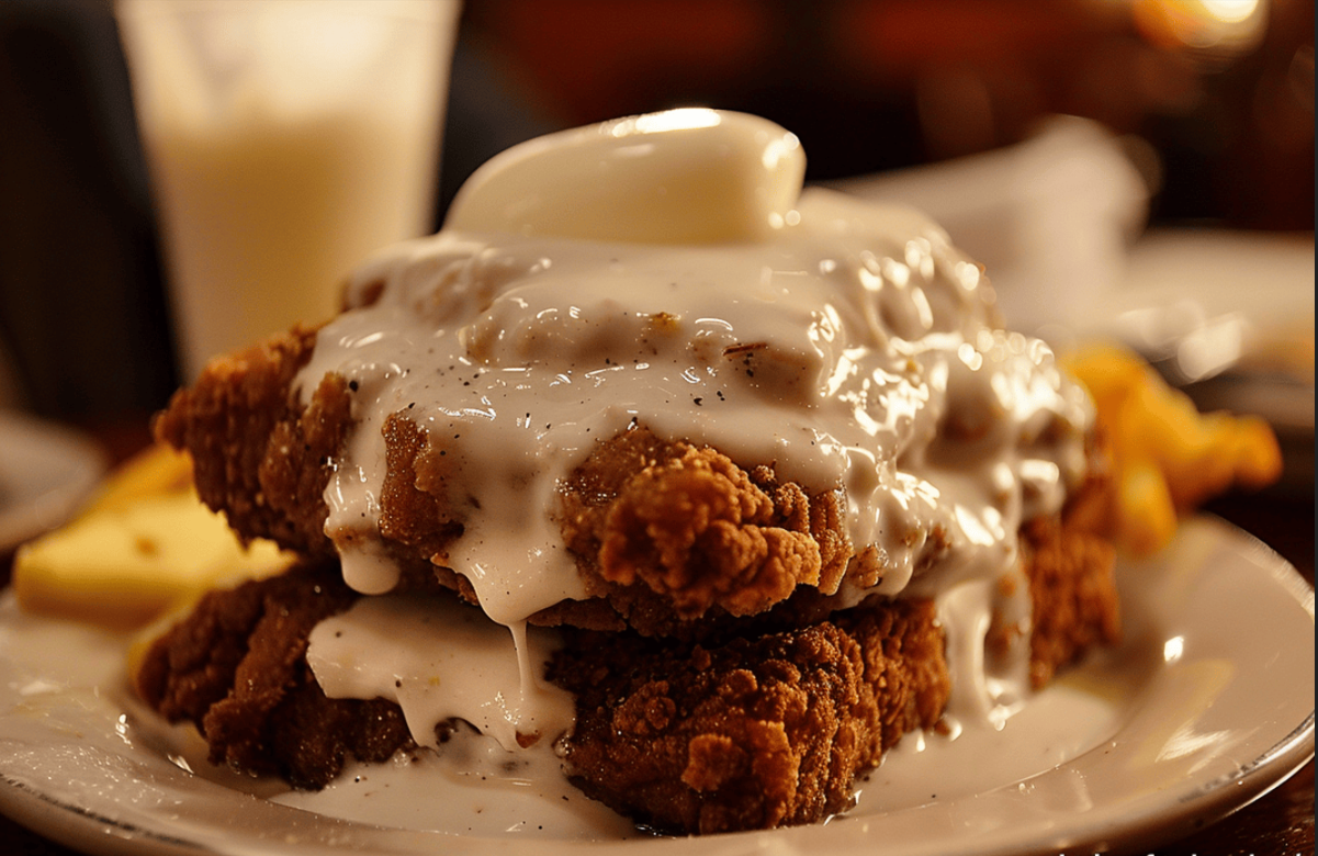 Chicken fried steak with golden crust served on a plate